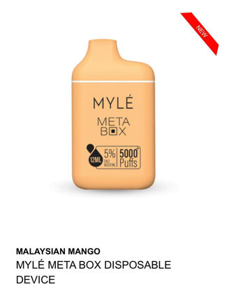 MYLE META BOX DISPOSABLE DEVICE 5000 PUFFS MALAYSIAN MANGO